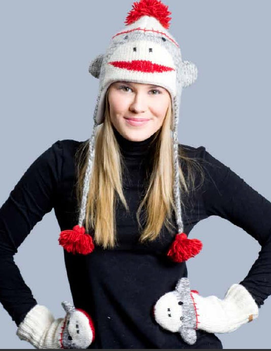 Sock Monkey Earflap Hat