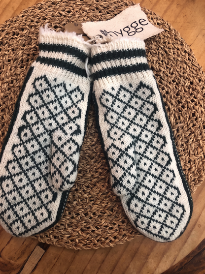 Nordic Merino Wool Mittens, Sherpa Fleece Lined, Hand Knit, Fair Trade