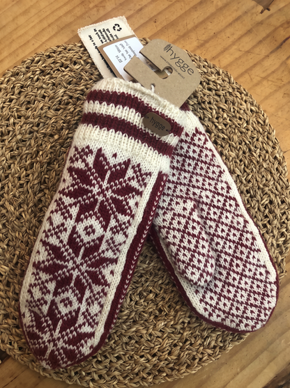 Nordic Merino Wool Mittens, Sherpa Fleece Lined, Hand Knit, Fair Trade