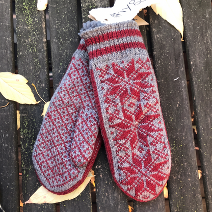 Nordic Merino Wool Mittens, Sherpa Fleece Lined, Hand Knit, Fair Trade