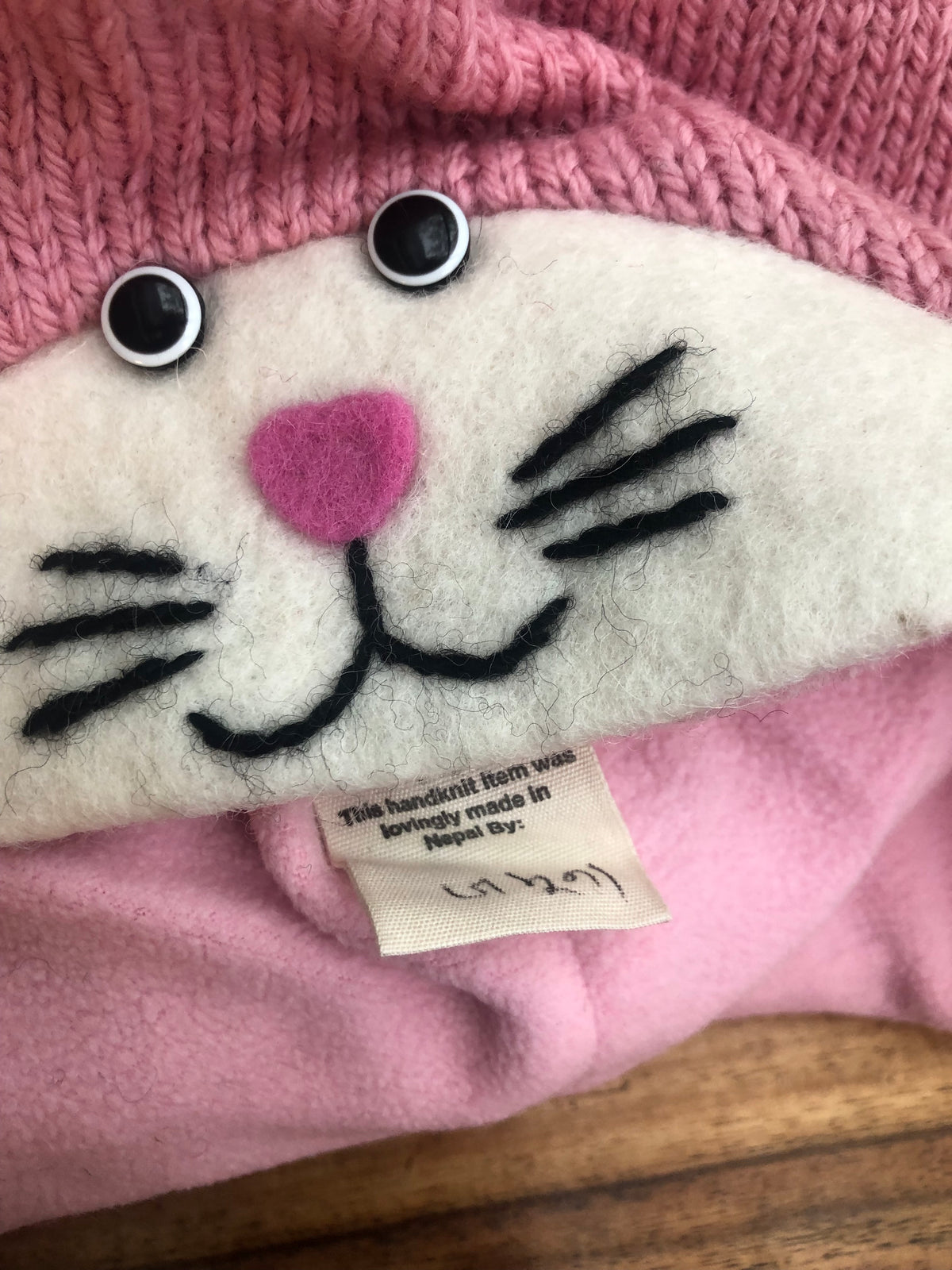 Pink Kitty Earflap Hat