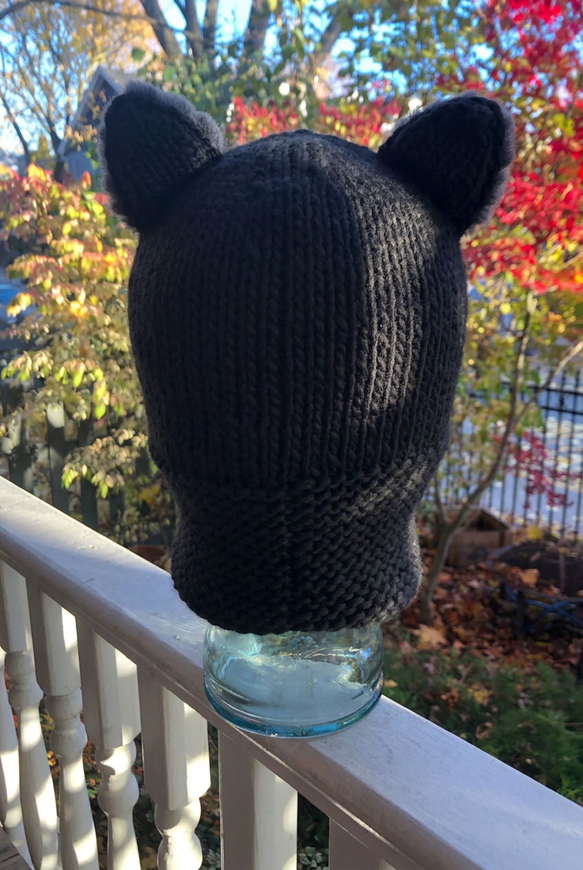 Black kitty hood back view