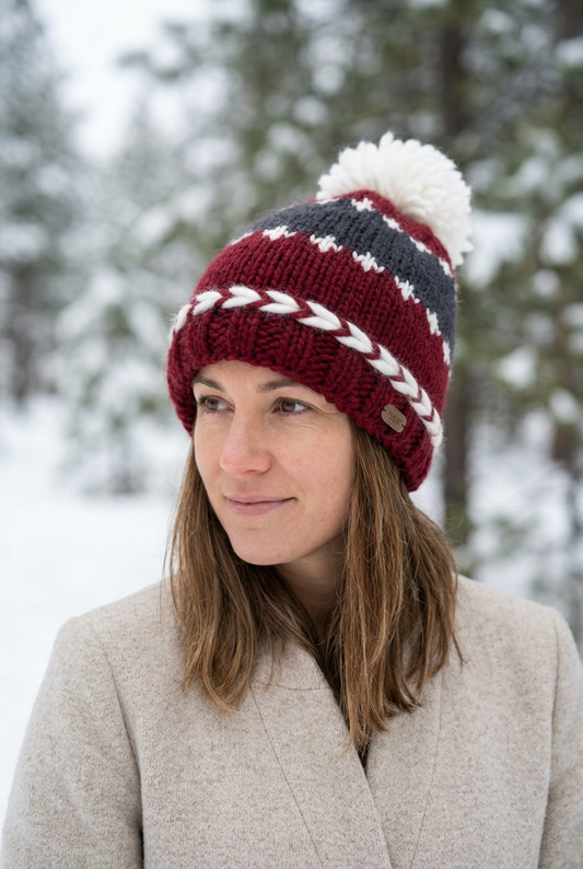 Female model wearing the Bornholm beanie