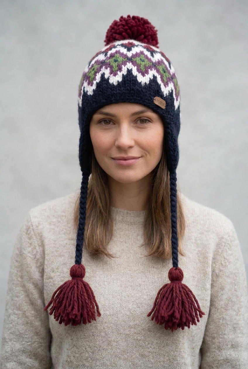 Female model with shorter ties and tassels