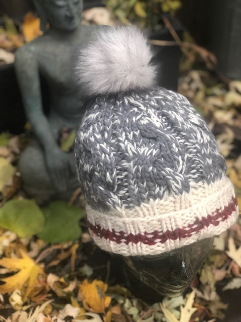 Heritage Cable Beanie with Faux Fur Pom Pom