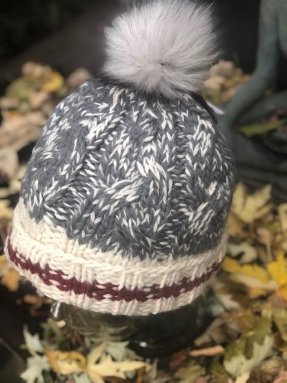 Heritage Cable Beanie with Faux Fur Pom Pom